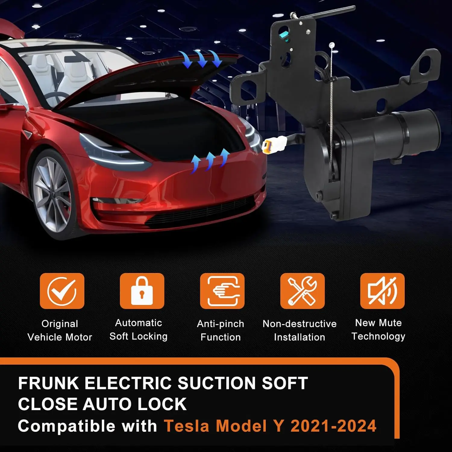 For 2021-2024 Tesla Model 3 Y S X Highland  Electric Suction Front Trunk Closer Power Frunk Electric Soft Closing Automatic Lock