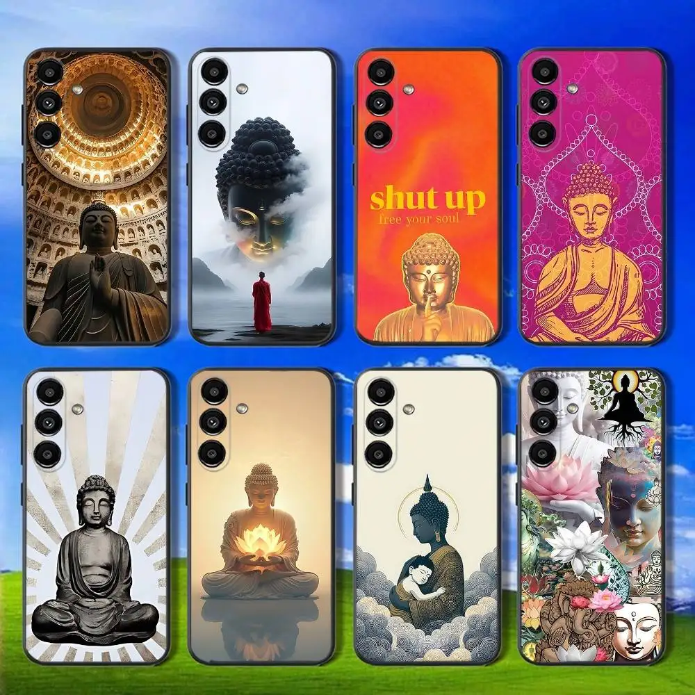 

Phone Case For Samsung Galaxy A13,A21s,A22,A31,A32,A52,A53,A71,A80,Buddha Art Pattern Soft Black Shell
