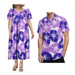 Customized Polynesian Design Micronesia Mumu And Mens Shirts Puffy Dresses Women Couples Matching Outfits