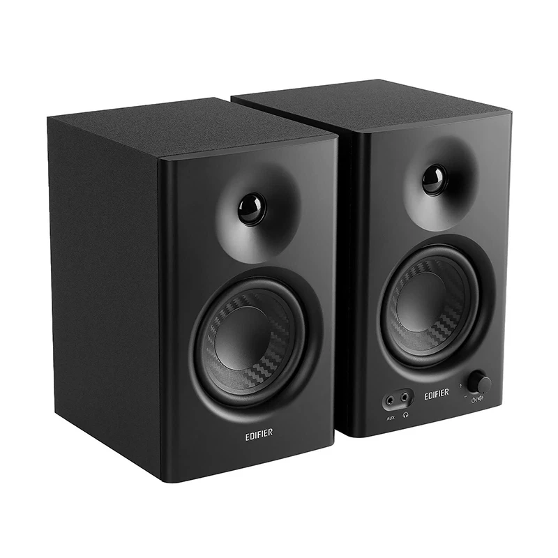 Edifier MR4 2.0 Altavoces Monitor de estudio (42W RMS) Amplificador Clase D Caja de madera DSP incorporada Entradas TRS equilibradas/AUX/RCA