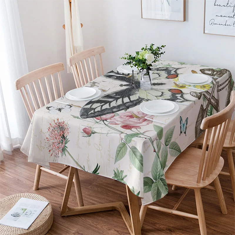 

Водонепроницаемая скатерть в стиле ретро с изображением бабочки, цветов