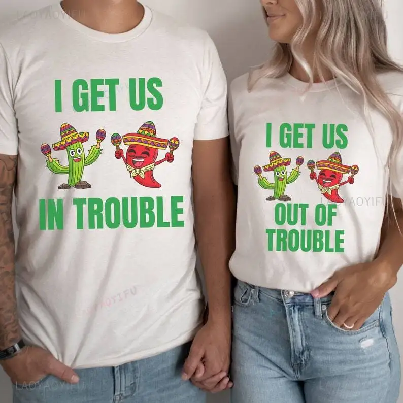 Funny Couples Cinco De Mayo Couples Drinking Printed T-Shirt Mexican Cotton Matching Woman Man Couple T Shirt Mexico Fiesta Tee