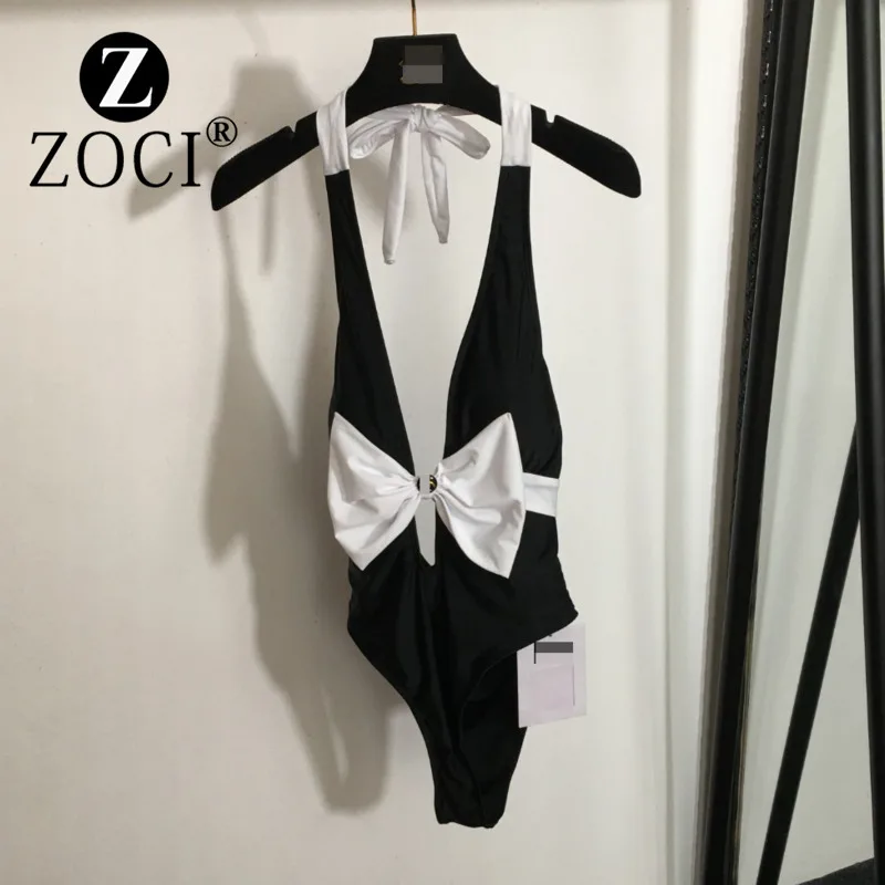 [ZOCI] 2024 Summer New Clothing Slimming, Sexy, Beautiful, Versatile, Big Bow Decoration Hanging Neck Exposed Back