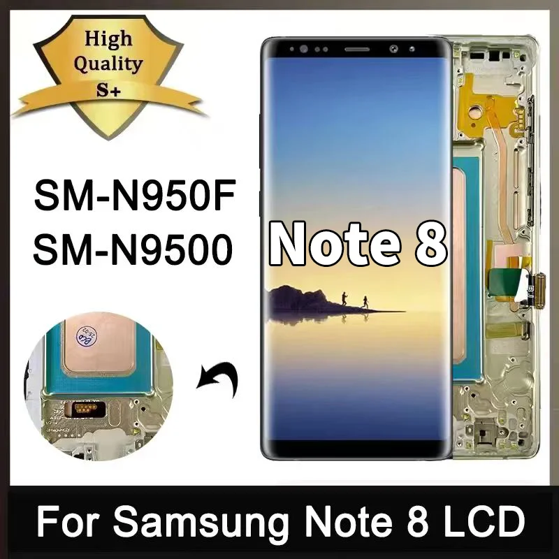 Экран Note 8, экран с рамкой для Samsung Note8 N950F N950U N950W N950FD, ЖК-дисплей, дигитайзер сенсорного экрана в сборе