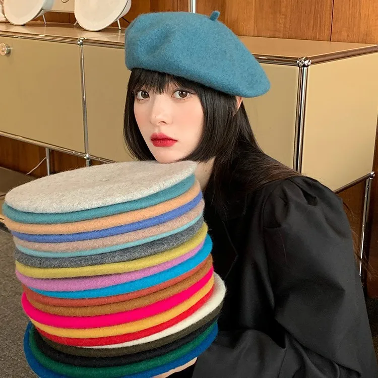 Autumn Classic French Wool Beret Hat For Women Vintage Solid Color Soft Best Matched Warm Winter Bonnet Painter Cap Lady Gift