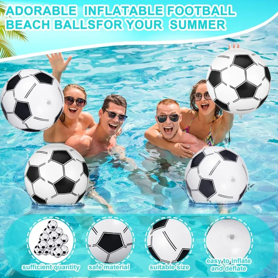 24 piezas 24 pulgadas pelotas de playa de fútbol pelotas de playa inflables a granel deportes temáticos favores de fiesta flotador de piscina juguete para fiesta de cumpleaños D