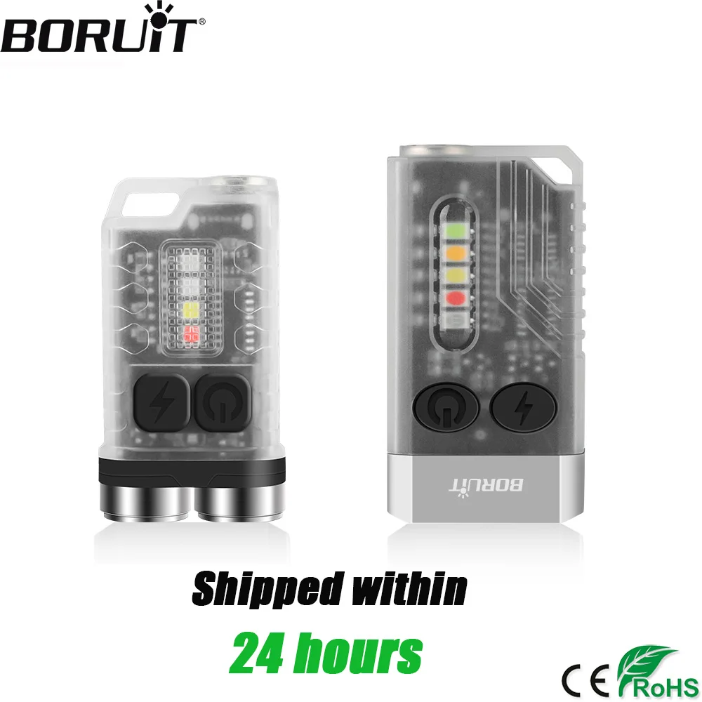 BORUiT V3/V10 Keychain EDC Flashlight Portable Mini Torch Type-C Rechargeable Work Light With Magnet Camping Pocket Lantern