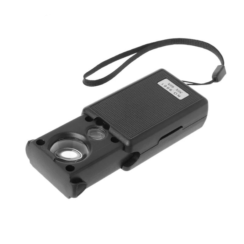 30x 60x Multifunctional Magnifier LED Portable Jeweler Microscope Drop ship