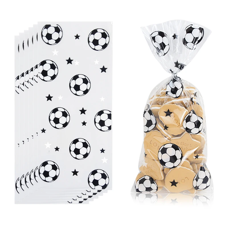 6/10/50pcs Football Theme Gift Bags Soccer Candy Cookie Packaging Bag  Fans Party Favor Bags For Boys Birthday Party Decoration