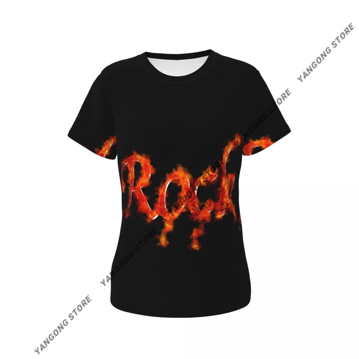 여성 티셔츠 Rock Tshirt 여성 캐주얼 O 넥 반팔 탑 티셔츠 의류
