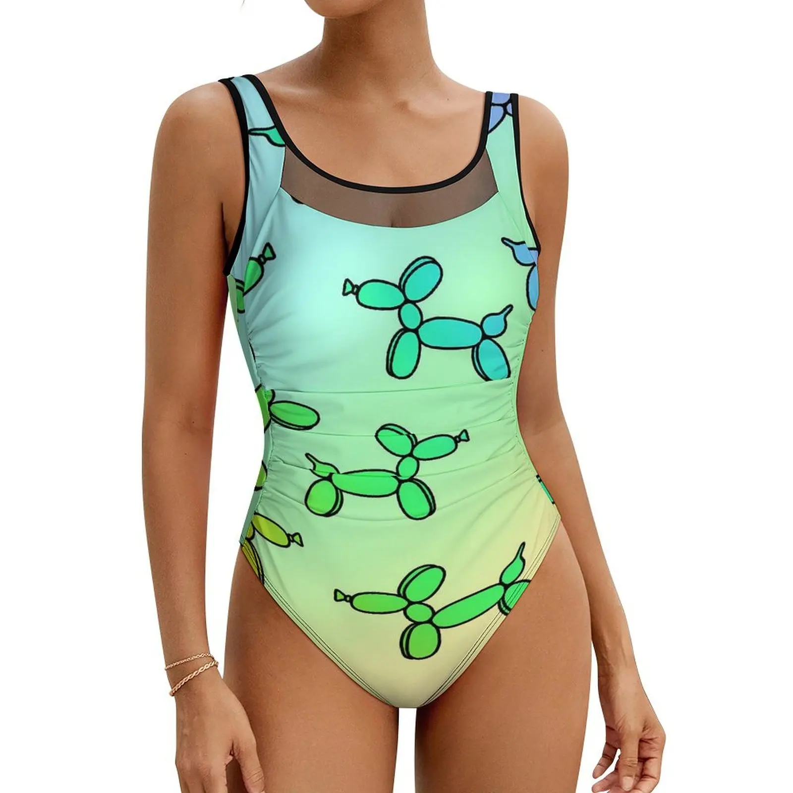 

Радужный воздушный шар для собак, купальник с животными, цельный дизайн для серфинга, боди, ажурные купальные костюмы, женская пляжная одежда с эффектом пуш-ап