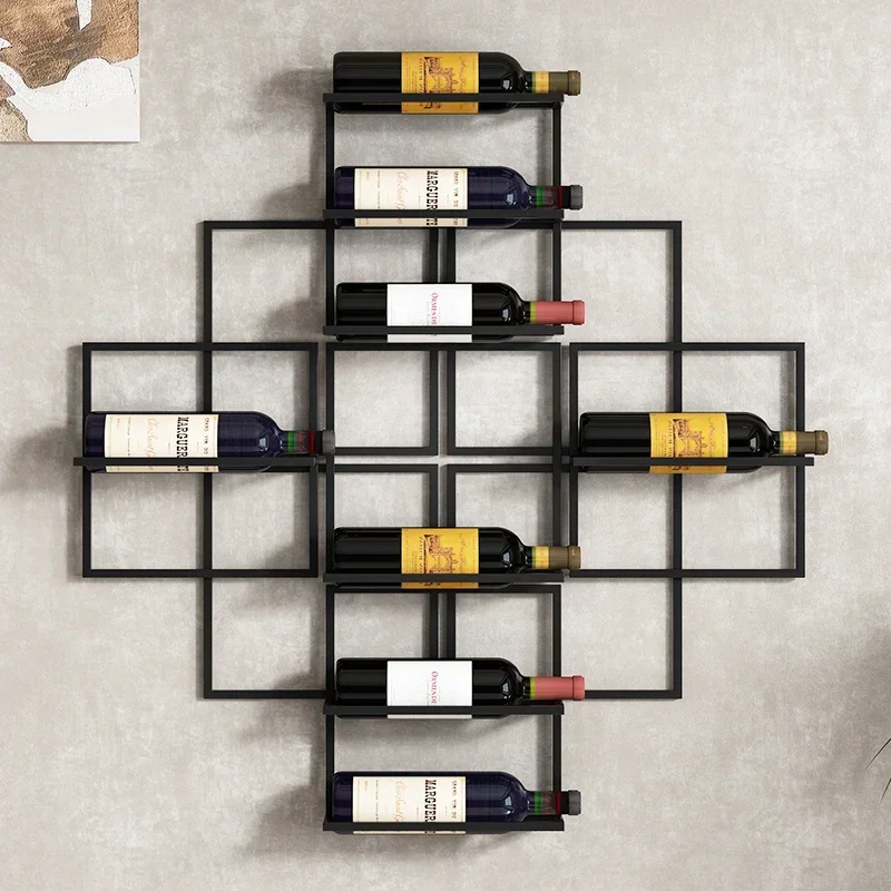 Luxury Display Wine Racks Wall Metal Gold Hooks House Beer Liquor Bar Cabinet Home Living Room Storage Vetrine Bar Furniture