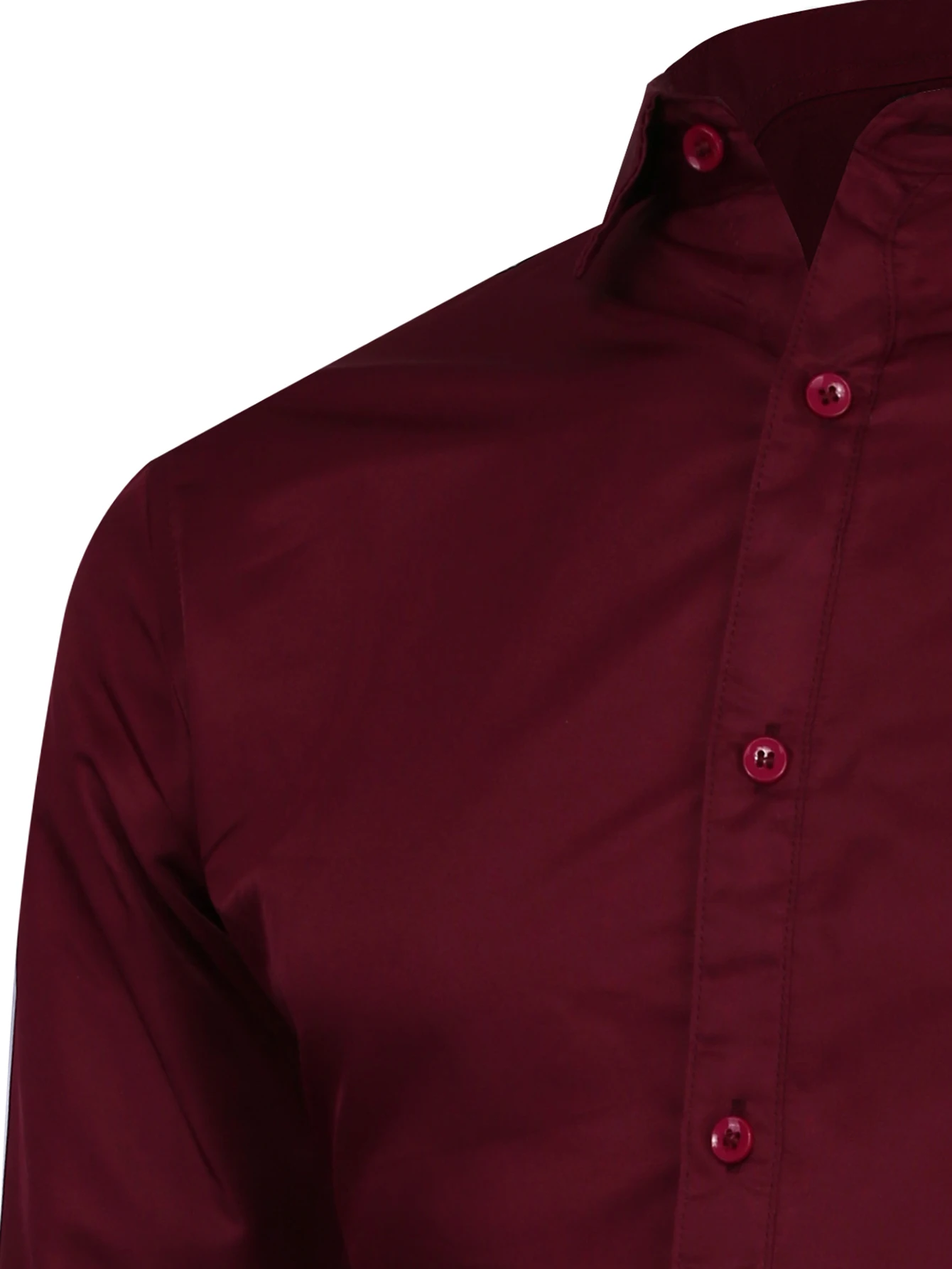 Business shirt wine red solid color basic polyester men\'s long sleeved shirt men\'s formal shirt