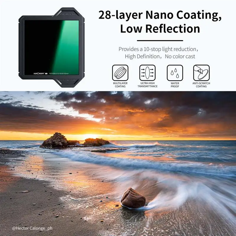 Imagem -04 - Conceito Nd1000 Gnd8 com Filtro Quadrado Cpl Multi-revestido Filtro de Densidade Neutra com um Suporte de Filtro Adaptador de Anel de Filtro k & f