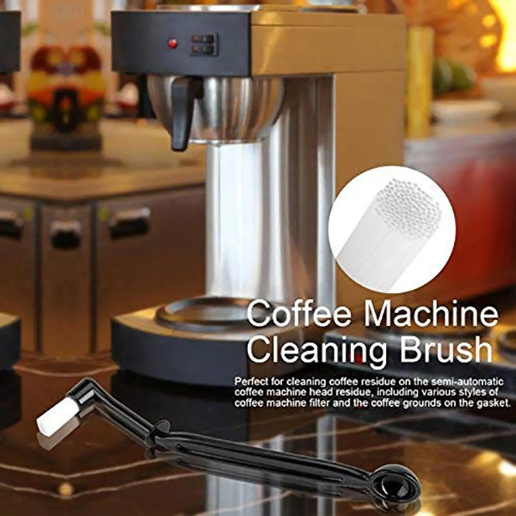 فرشاة تنظيف ماكينة القهوة ABMH مع مجموعة أدوات ملعقة لرأس مجموعة ماكينة الإسبريسو، عبوة من 6 قطع، أسود #1