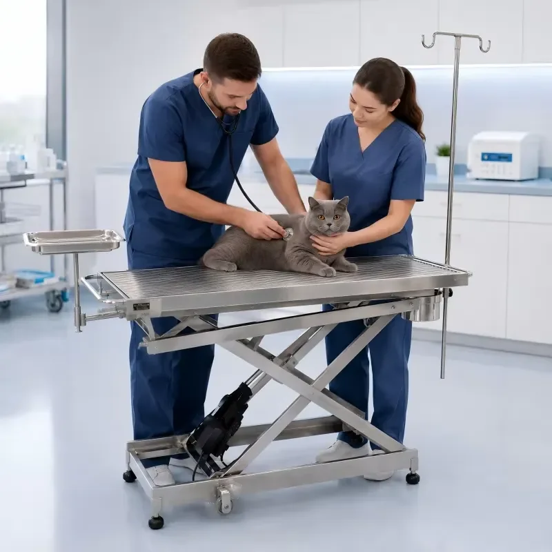 XY ACS07 Pet Surgery Operating Table with Single Side Tilt Stable Scissor Frame and Stainless Steel Construction