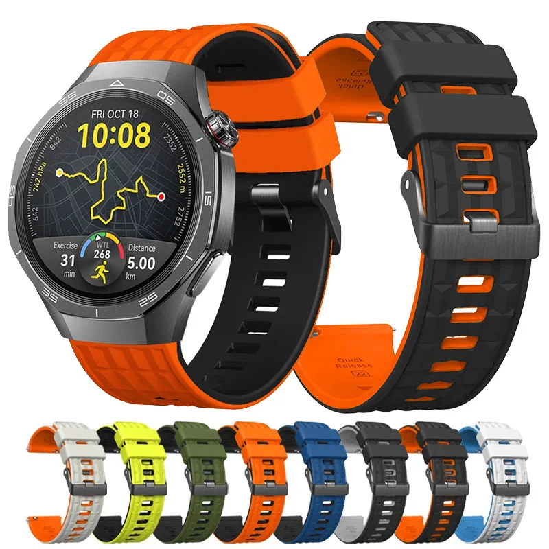 

Ремешок 22 мм для Huawei Watch GT5 GT4 GT3 GT2 Pro 46 мм, браслет-браслет для Huawei GT 5 4 3 2 Pro, 46 мм, силиконовый ремешок, аксессуар