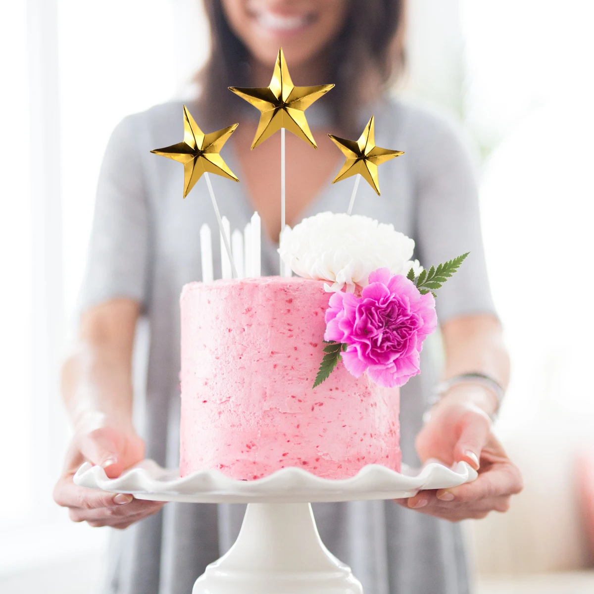 

1Set Star Cake Toppers Fruit Picks Creative Design Multi Purpose for Parties and Celebrations Cake Topper Fruit Picks