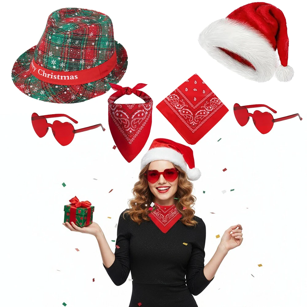 

Merry Christmas Hats Holiday Party Supplies Santa Claus Helper Costumes Party Decorations Jazz Hats Sunglasses Party Accessories