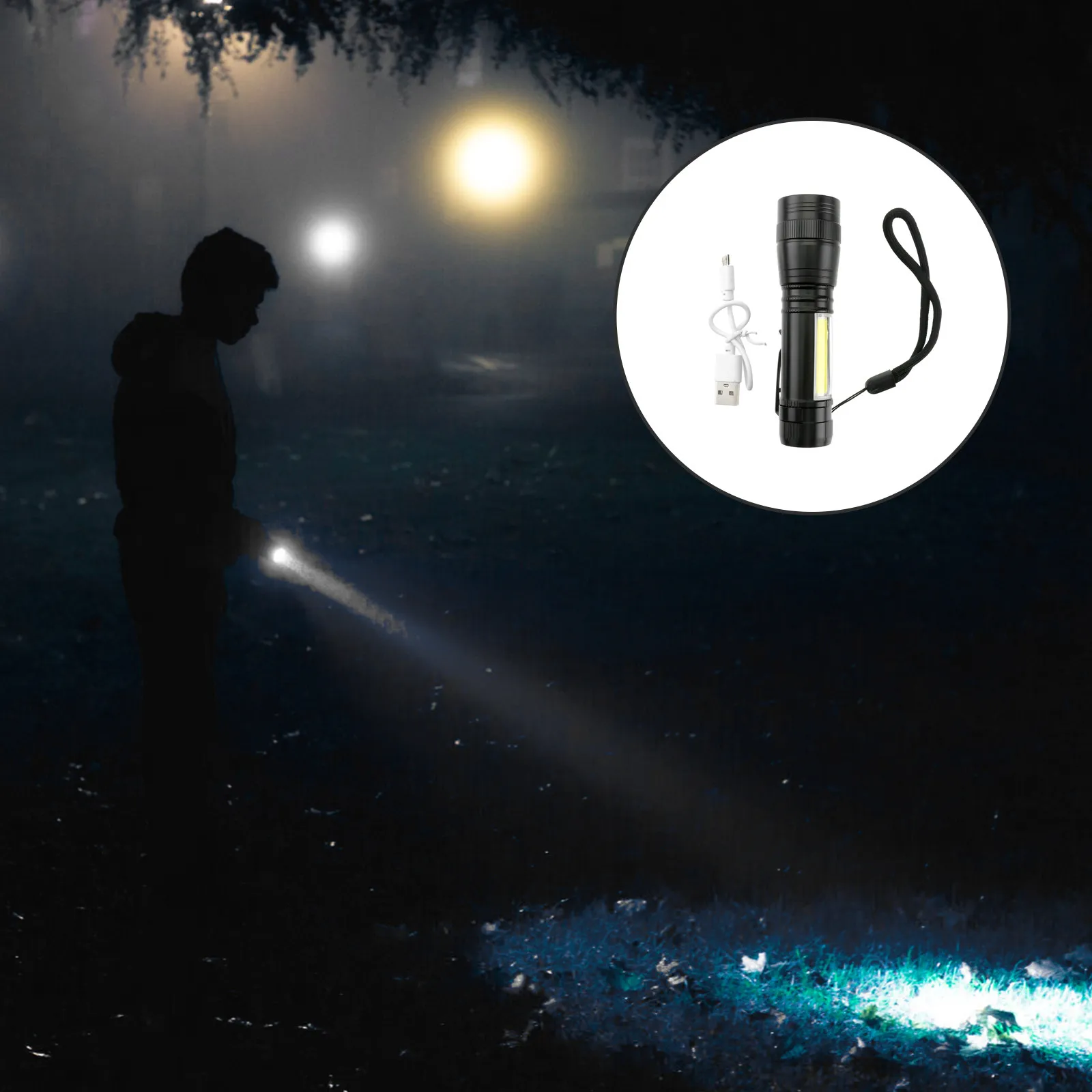 3Set Zoom Flashlight Rechargeable Torch Aluminum Alloy Strong Light Telescopic Camping Hiking Outdoor Mini Torch Light