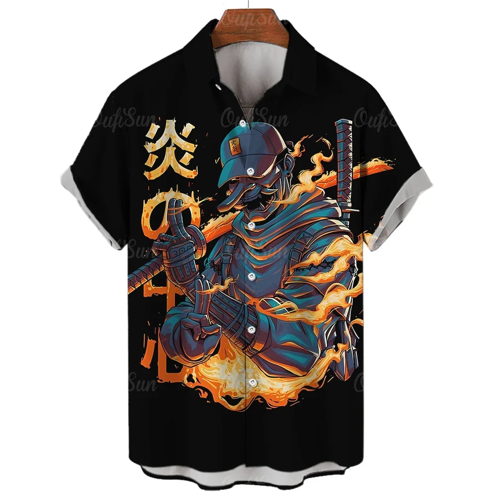 

Men's Hawaiian Shirt Tessffel Samurai Japanese Samurai 3d Printed Shirt Men's Fashion Summer Harajuku Casual Plus Size Men's Shi