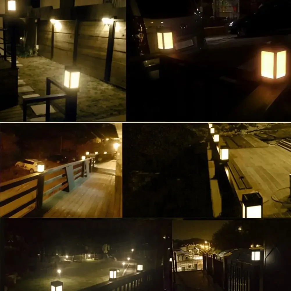 1-4PC Solar Fence Post LED Cap Light Waterproof Outdoor Garden Yard Pool Lamp Square Lights Garden Street Pathway Path Lamp Deco