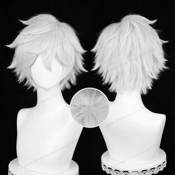 Gabimaru คอสเพลย์วิกผม 30 ซม.อะนิเมะเงินสีขาวผู้ชายผมสั้นความร้อนทนวิกผมสังเคราะห์
