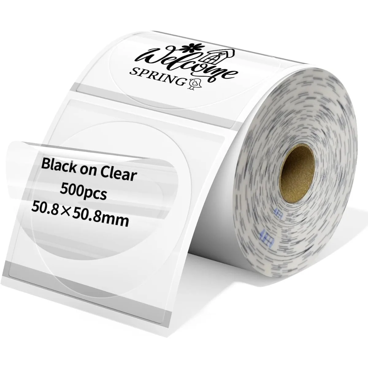 300pcs Clear Thermal Labels Roll Compatible for most Label Printers - Self-Adhesive Removable Vinyl Stickers with Thermal