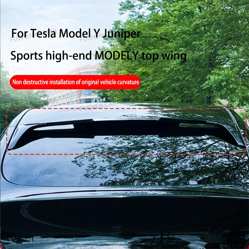 For Tesla ModelY Juniper2025 Spoiler ABS Carbon Fiber Top wing Rear Spoiler High Performance Roof Wing Auto Modified Accessories