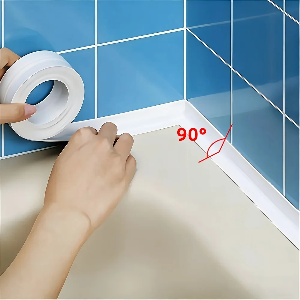 2 Rolls Heavy Duty Waterproof Seal Tape Bathroom Kitchen Gap Cover Strip Leak Proof for Sink Shower Toilet Bathtub