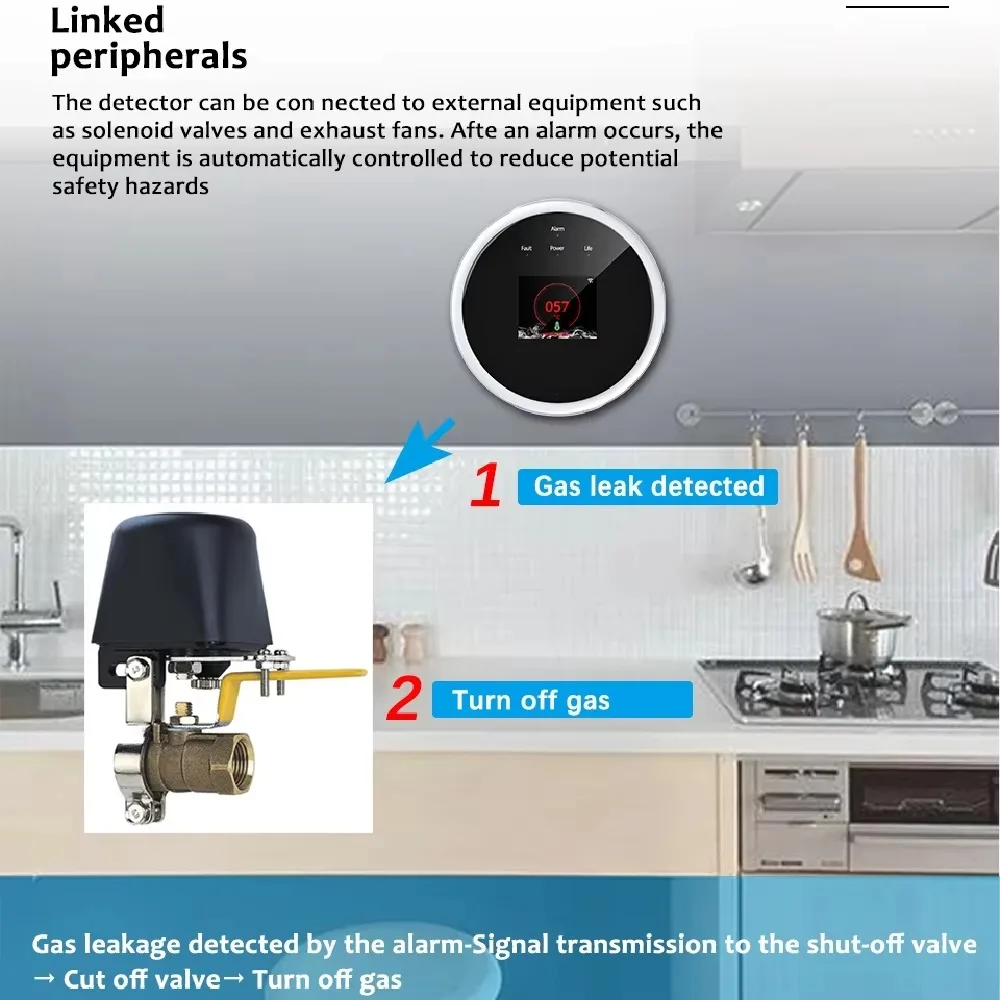 Intelligente Wifi Aardgaslekdetector APP Controle Hoge gevoeligheid Gaslekkagesensor Digitale LED-temperatuurweergave