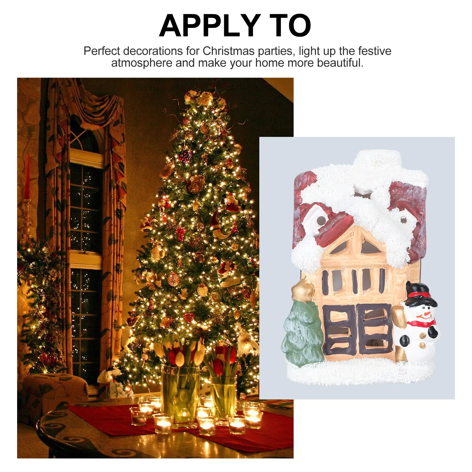 

1Pcs Glowing Xmas Decor Small Christmas House Adornment with Light Perfect Tabletop Christmas Decor Luminous Xmas Ornament