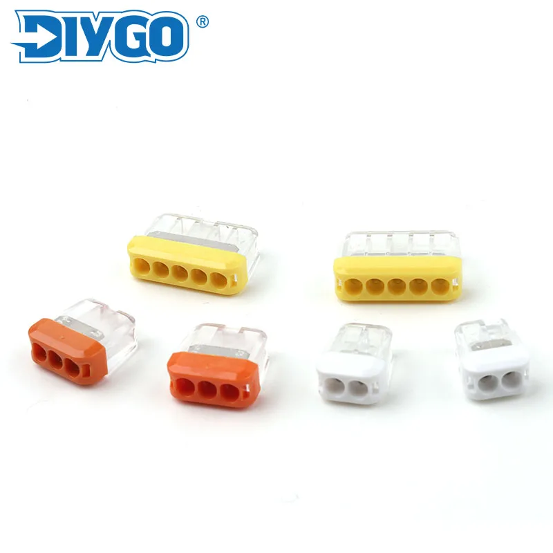 25/50/100PCS Compact Push-in Conductor Wiring Connector Terminal Block 0.5-2.5mm2 Mini Quick wire splicing Connectors 2/3/5 pin