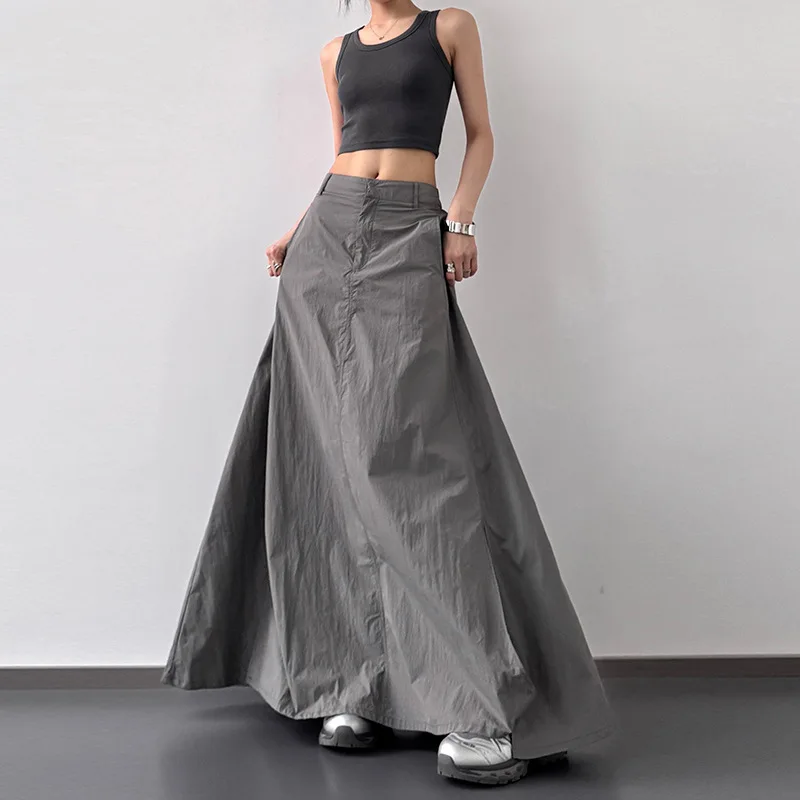 2025 Summer Lightweight Fabric Split Sunscreen Skirt for Women's High Waist Skirt with Side Split