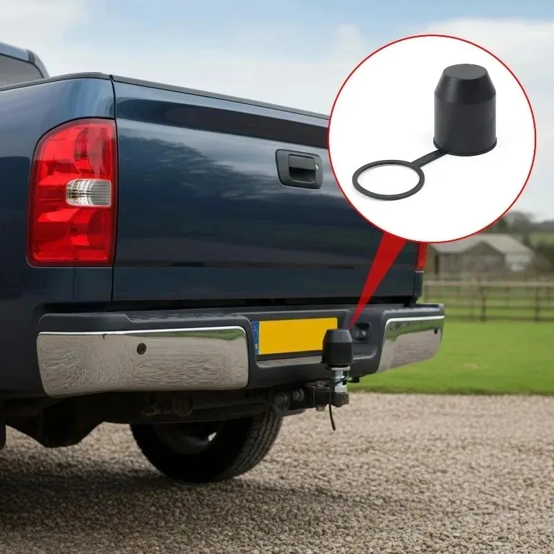 1/2pcs Universal Car Trailer Towball Protective Cover Black Cap 50mm Towing Hitch Caravan Auto Tow Bar Ball Cover Accessories view 3