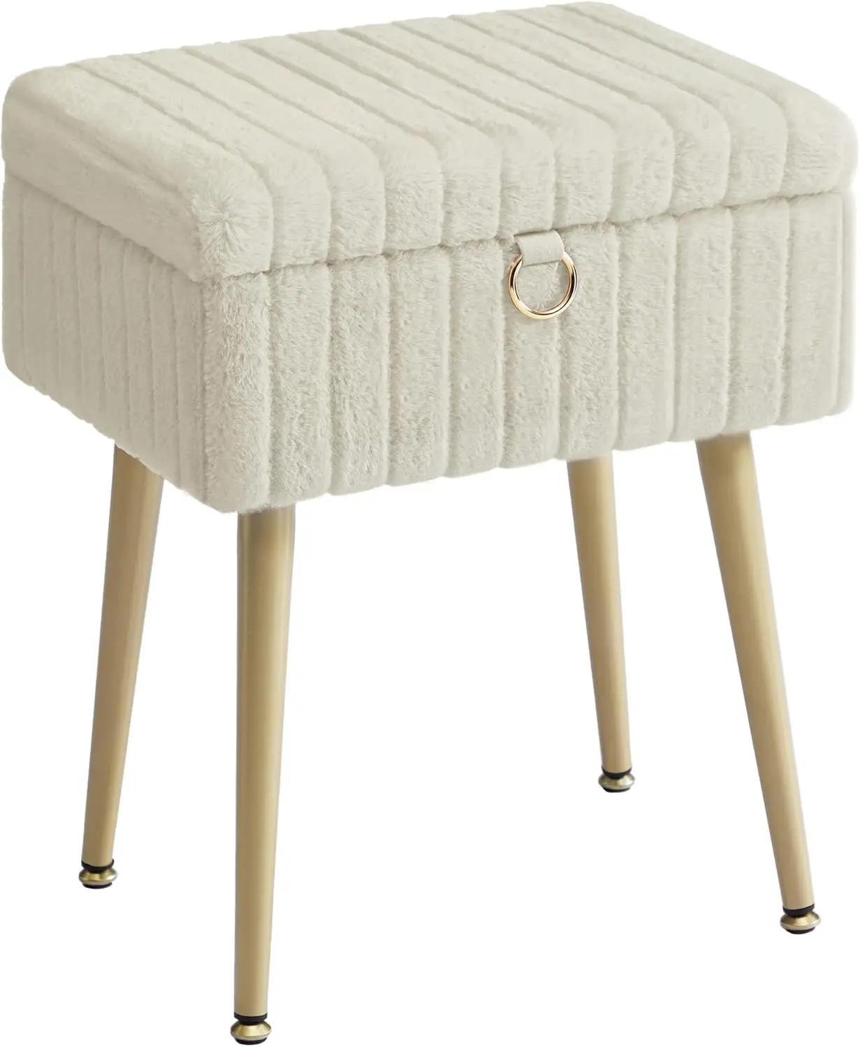 

Туалетный стул с местом для хранения, регулируемыми ножками и мягкой подушкой для гостиной, спальни, комнаты для макияжа, цвет капучино-бежевый