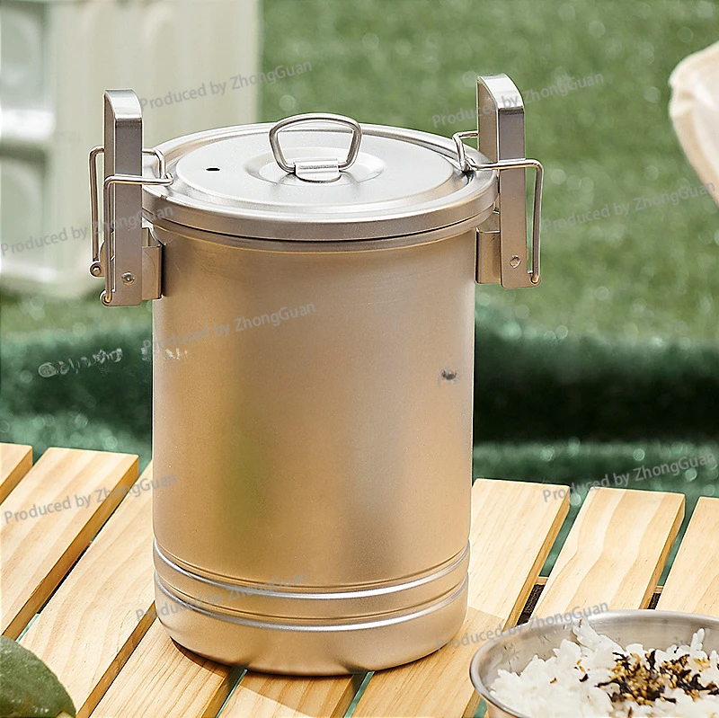 Outdoor Set Pot Stainless Steel Micro Pressure Cooking Pot Multifunctional Cooking Rice Camping Picnic Cooking Folding Portable