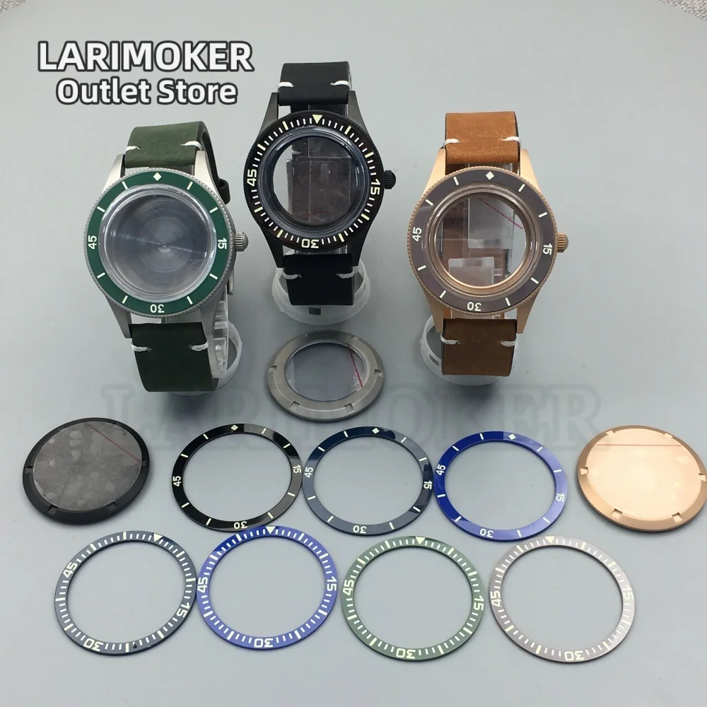 

LARIMOKER 40mm Frosted Case Dome Sapphire Glass ceramics Luminous Bezel Fit NH35 ETA2824 PT5000 Miyota8215 Movement leather str