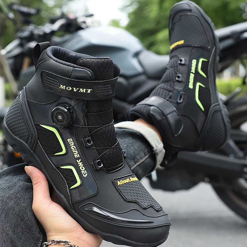 

New Motorcycle Boots Men Women Knight Outdoor Riding Anti-slip Winters Sneakers Shoes Bicycle Mountain Racing Road Speed Autumn