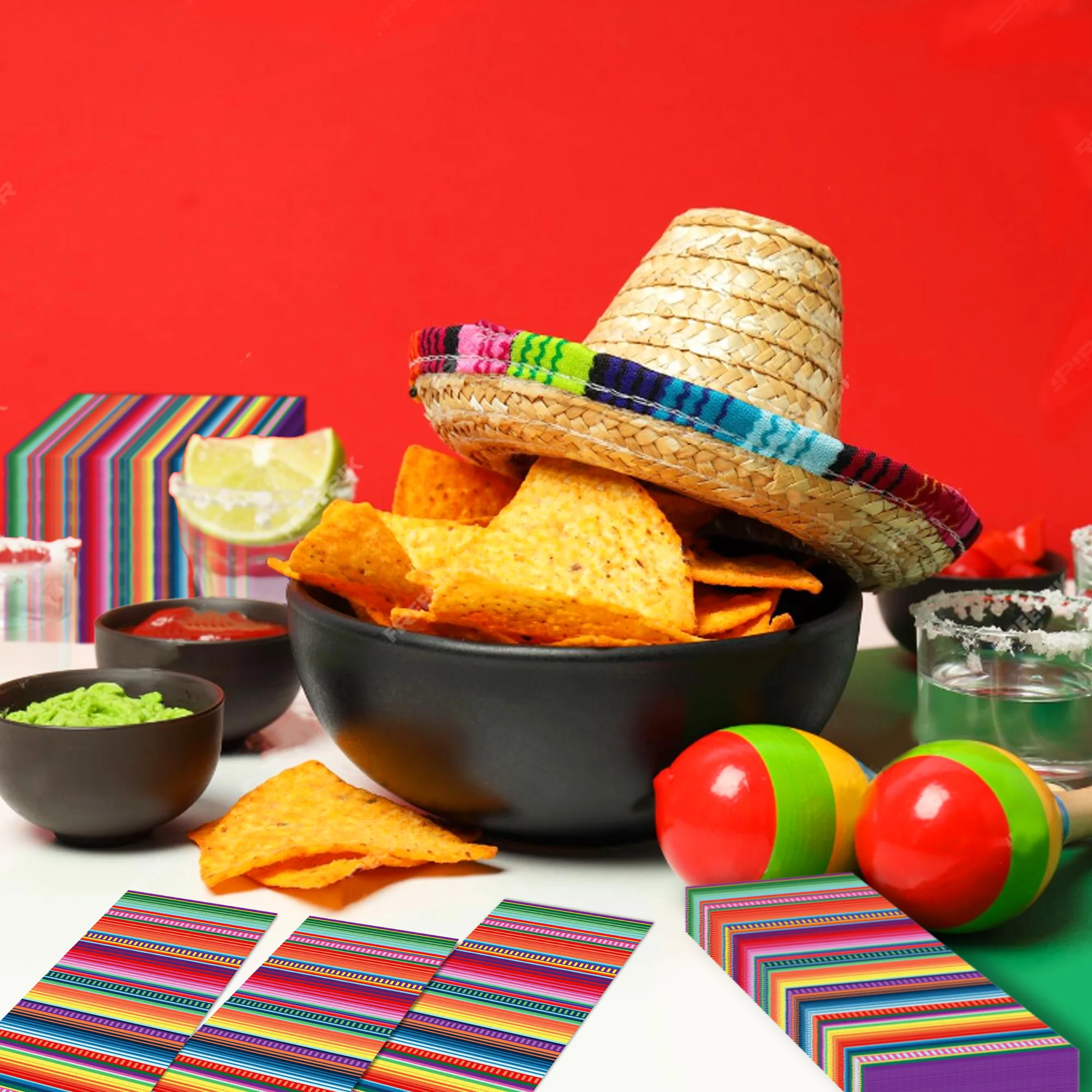 20pcs 2-Ply Mexican Fiesta Guest Napkins Disposable Paper Dinner Napkins Dingroom Decor for Cinco De Mayo Mexico Party Supplies