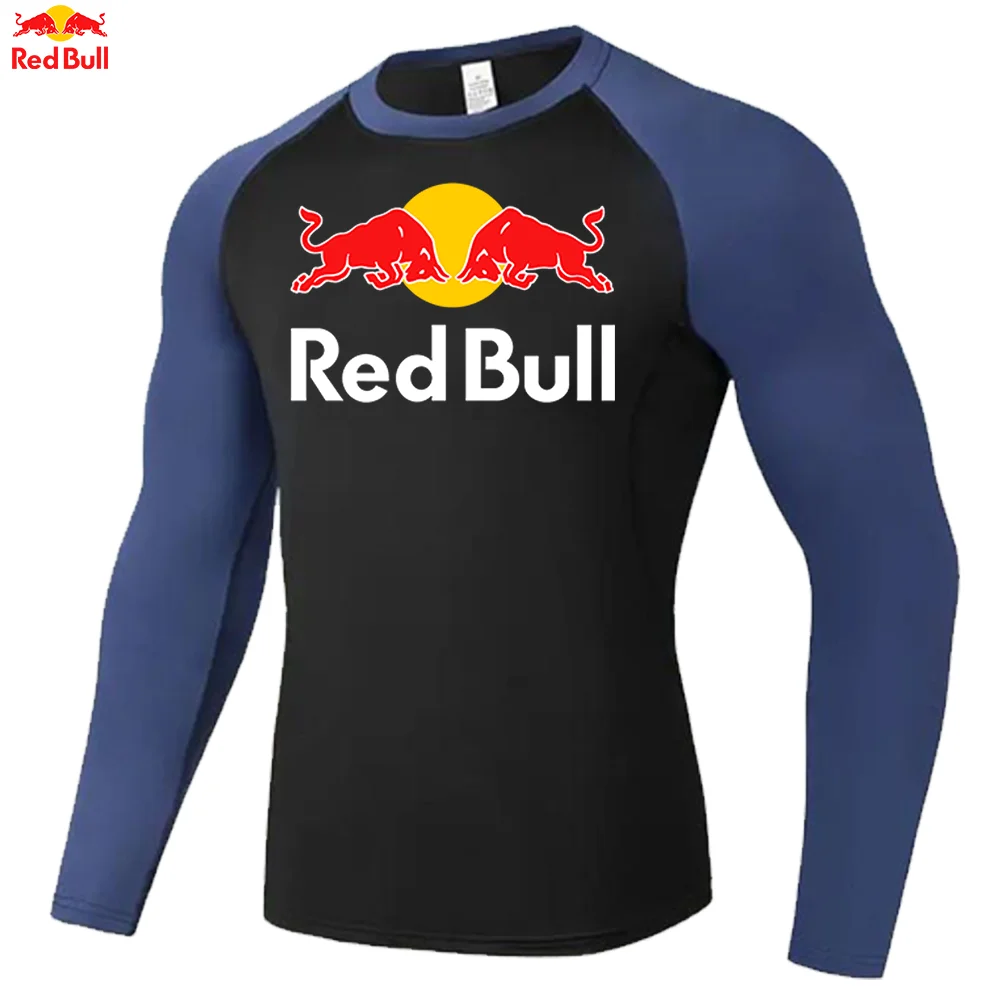 ريد بول حماية الشمس الرياضة الثانية الجلد تشغيل تي شيرت الرجال اللياقة البدنية Rashgarda MMA ضغط قميص تجريب الملابس رجالي #1