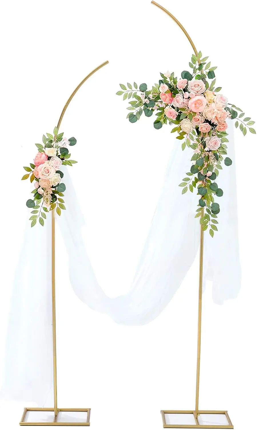 

Set of 2 Gold Open Arch Backdrop Stand Metal Wedding Arch Stand Floral Arch Balloon Stand for Ceremony Birthday(6Ft 8Ft ）