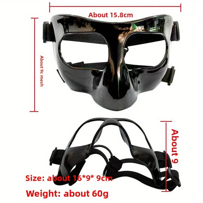 Calcio Basket Anti-collisione Maschera per il naso Visiera Maschera sportiva Nero Gioco per uomo adulto Equipaggiamento protettivo Prestazioni