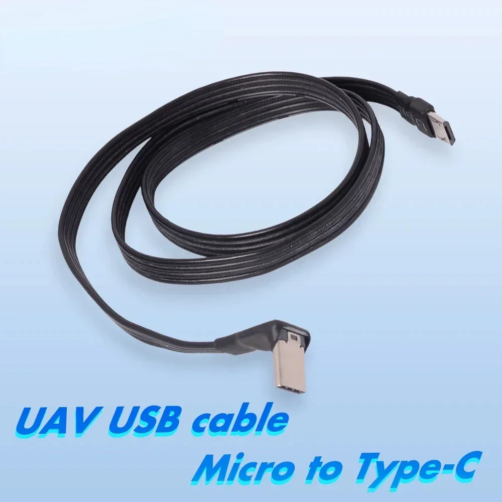 FFC USB 2.0 Type-C Up Down Angle 90 Degree Male To Micro USB Straight Male Flat Cable Flexible Extension FPV Adapter Data Cable