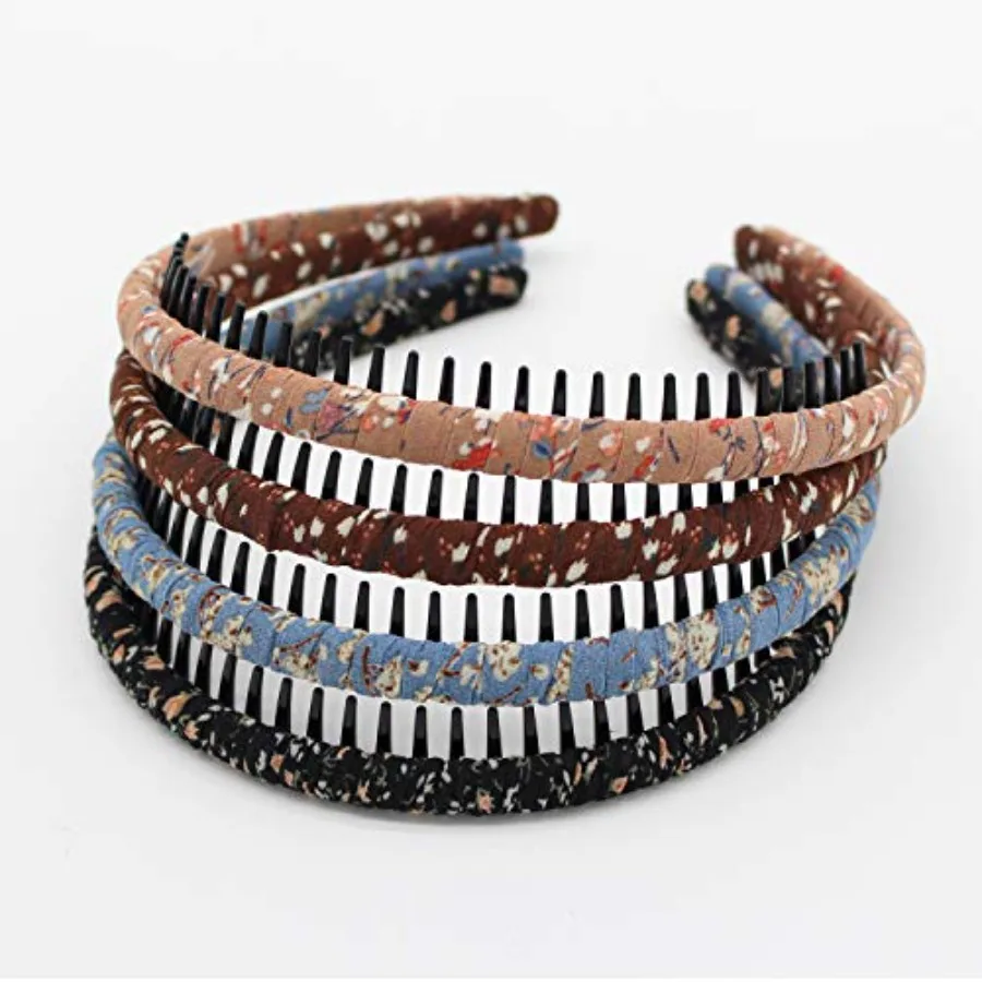 

Fashion floral teeth Headbands comb Hair Accessories Non-slip Hair bands Soft Comfy Hair Hoop for Women/Girl 4 color