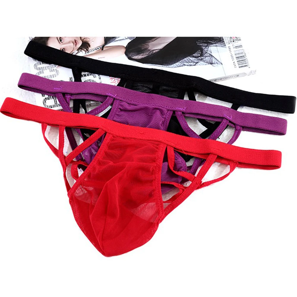 

Men's Sexy Mesh Low Rise G Strings Thongs Sheer Straped Briefs Underwear Breathable and Lightweight Design for Comfort