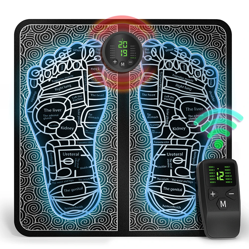

2025 Electric Foot Massager With Remote Control EMS Feet Massage Mat Type-C Charging Sole Massagers Pad For Relieving Soreness
