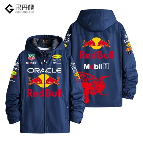 Imagen 2 del producto Uniforme de la flota de toro rojo para hombre, chaqueta con capucha estampada, ropa de motocicleta para invierno y otoño, chaquetas de ocio para exteriores, abrigo, ropa de carreras F1