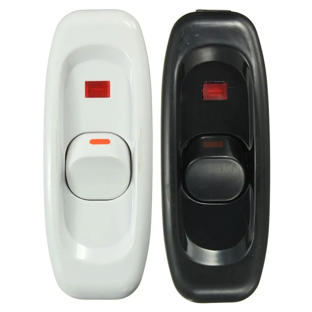 Button Black Table Lamp 110 250V 10A Desk Light Inline LED Cord Switch Indicator