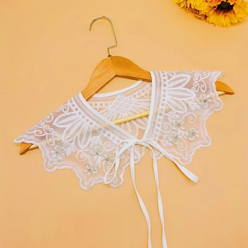 

Wide Polyester Embroidered Flowers Lace Guipure Ribbon White Dress Clothes Sewing Collar Trim Handmade DIY Lace Material Y08E